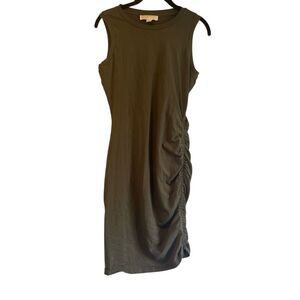 Michael Kors Olive Green Ruched Side Sleeveless Bodycon Dress B10‎